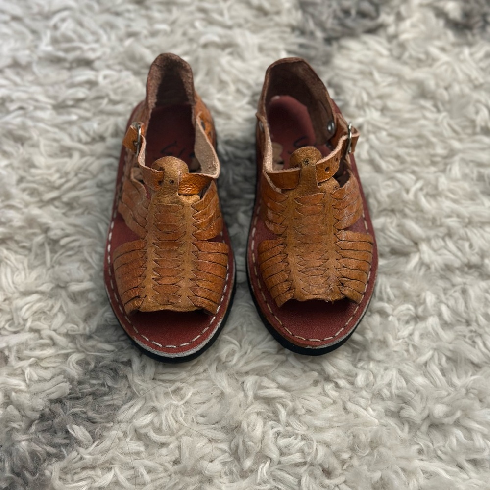 Brown Leather Kids Walker Shoes